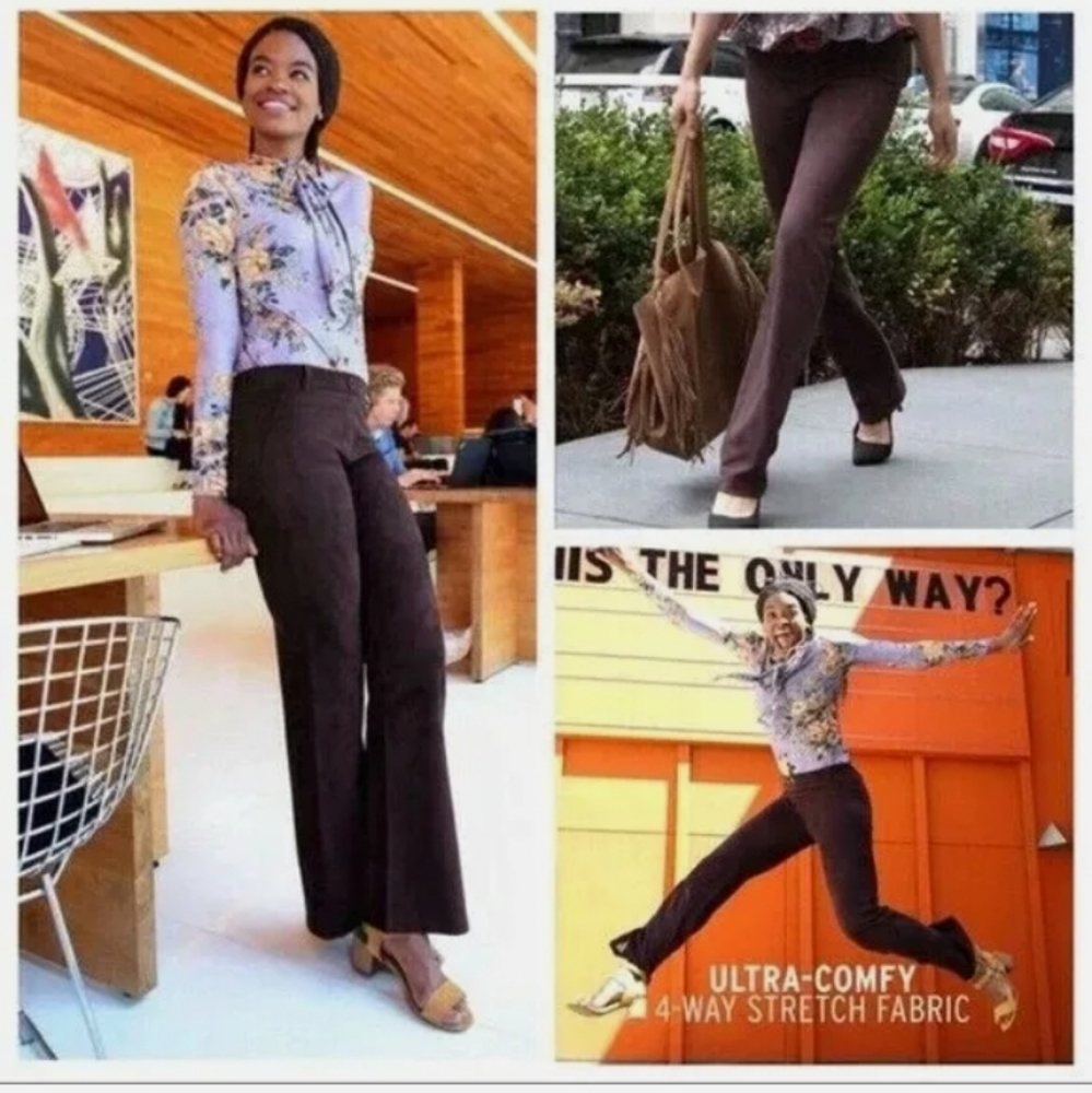 NWT Betabrand Dress Pant Yoga Career Brown Suede 31" Inseam Bootcut Trouser  L